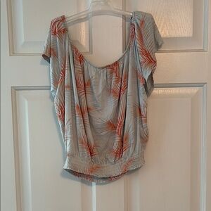 Forever 21 Gray and Orange Ruched Blouse